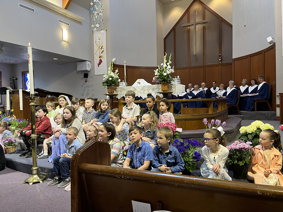 kids and choir in church